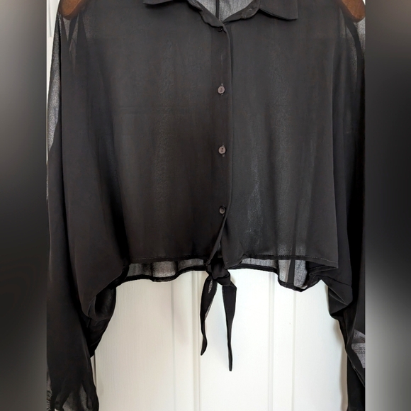 seven•seven Fabulous Sheer Dropped Shoulder Half Top - Picture 2 of 8